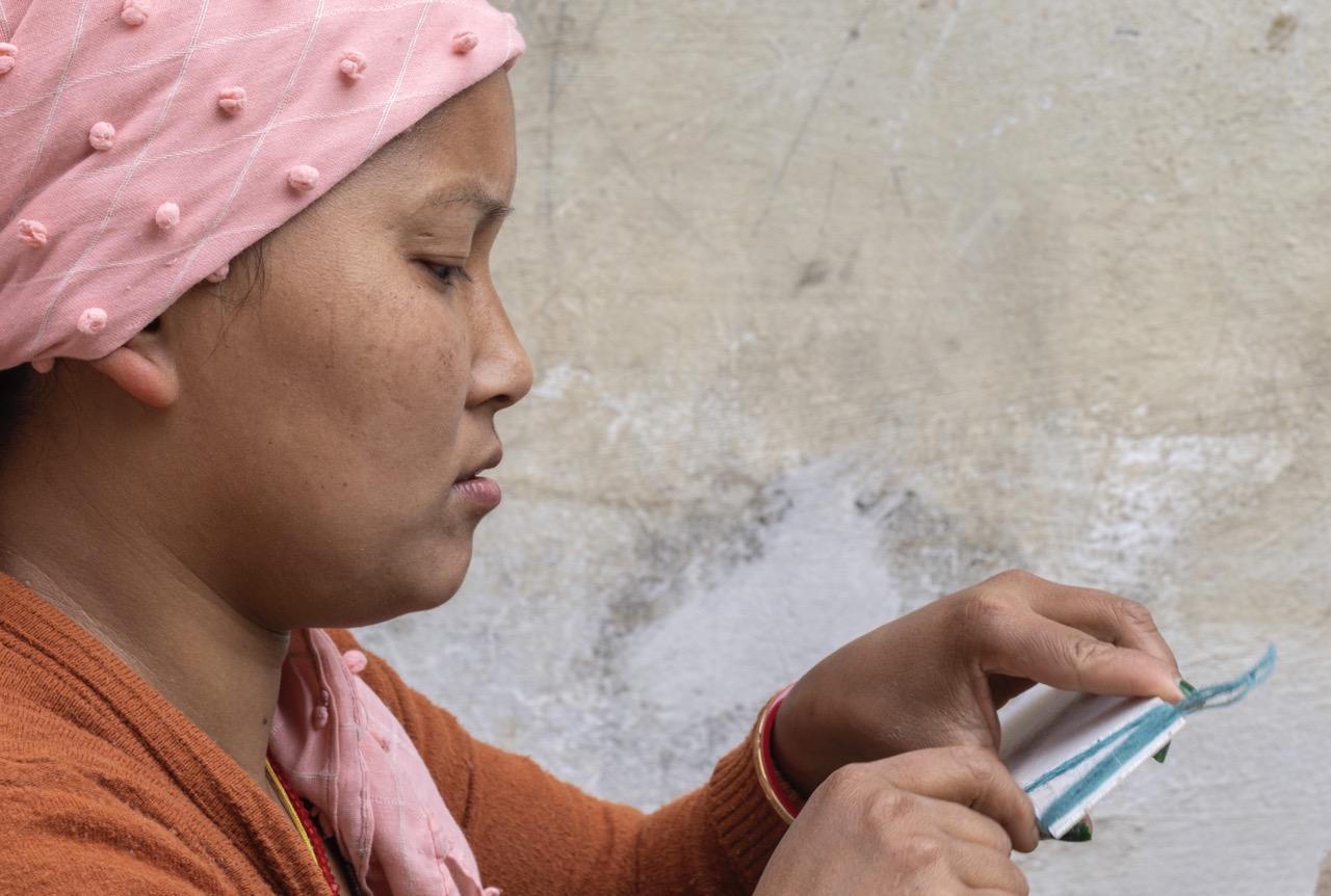 Creative Matters conducts an art workshop with the weavers in Kathmandu, Nepal, on March 12, 2025.